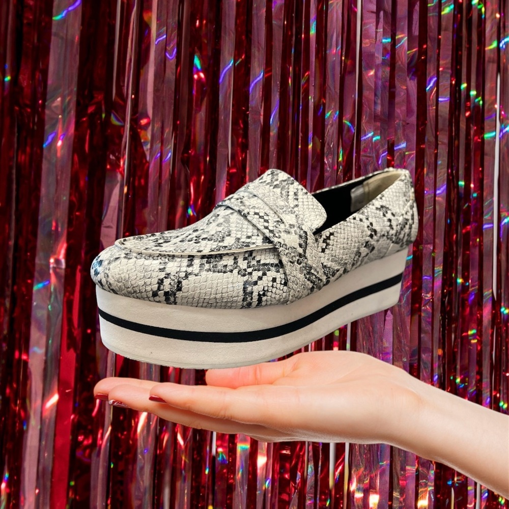 Brash Platform Snake Print Loafer Unusual Exotic Animal Print Jungle Y2K